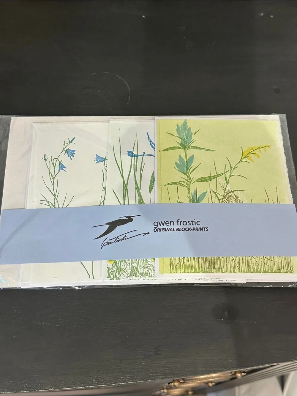 NEW Gwen Frostic Botanical Notecard Set Blue Green Floral Prints Flowers of Blue